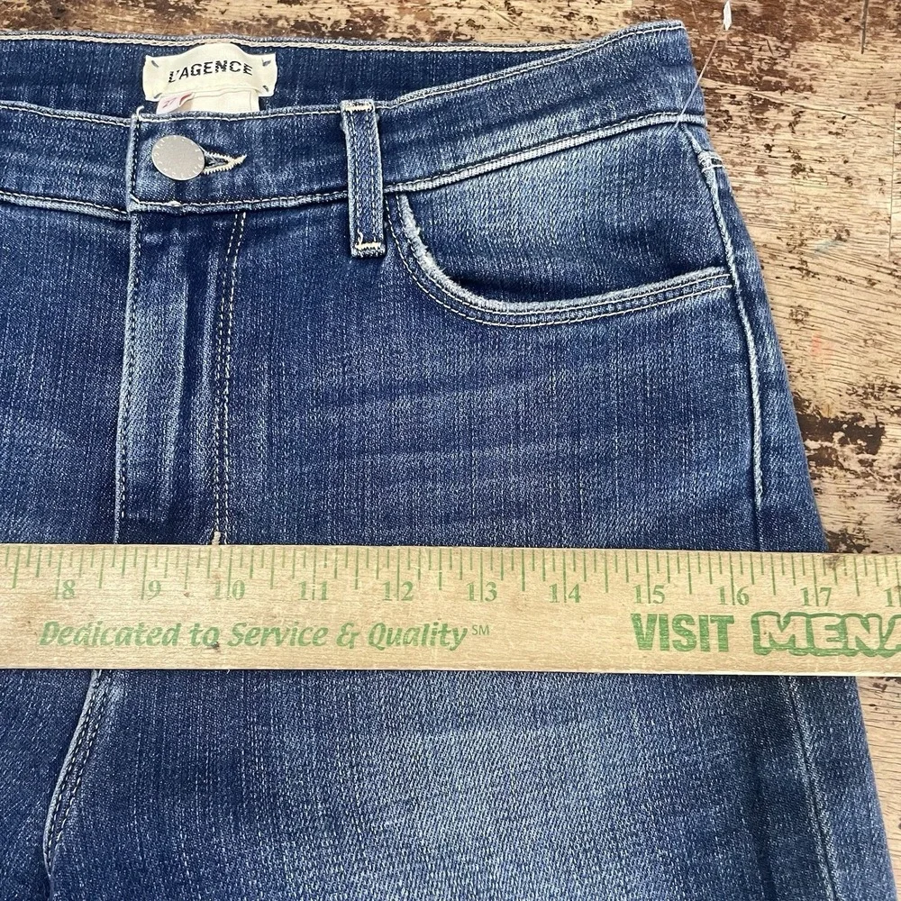 L'Agence Sada Jeans 27 Mid Rise Slim Fit Cropped Raw Hem Womens